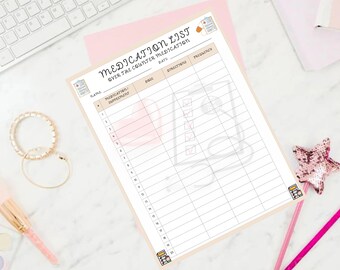 Medication List and Medication Log. Medication Tracker. Medication Organizer. Medication Chart. Supplement Tracker. Pill Tracker