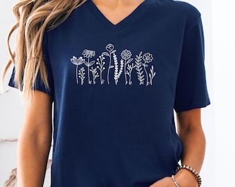 Subtle Anti Trump Shirt, Subtle Anti MAGA, Wildflower Shirt, Equality Shirts Subtle, Feminist TShirt, Never Trump T Shirt V-neck Shirts, FDT