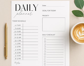 Undated Daily Planner – Printable PDF in Letter, A4, A5 & Half Letter Sizes