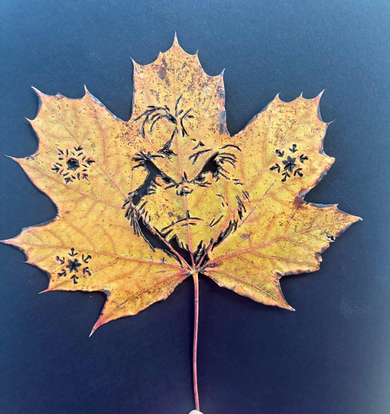 How the Grinch Stole Christmas Real Maple Leaf Decor Gift Unique ...