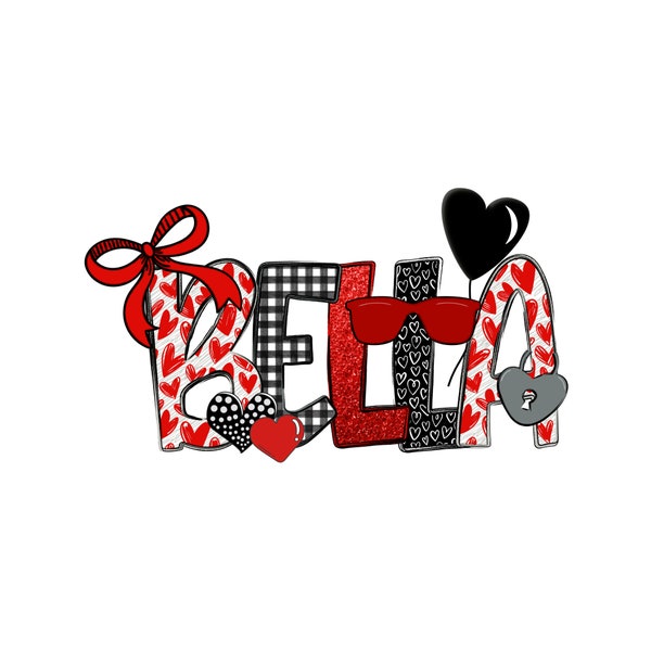 Valentine's Day Personalized Red and Black Personalized Name PNG for Sublimation | Valentine's Day Design | Child's Custom Shirt | Cute png