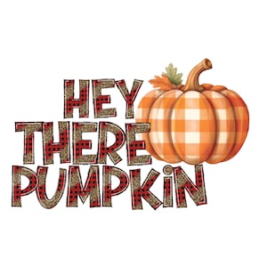 Buffalo Plaid Leopard Print Letters PNG para sublimación Hey There Pumpkin / Otoño Descarga digital / Bebé de Acción de Gracias / Refranes humorísticos