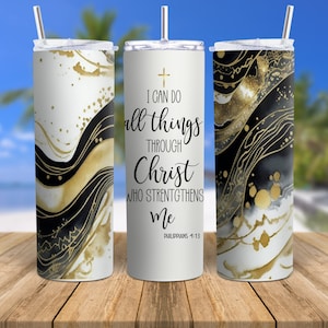 Faith Bible Verse Tumbler Wrap: Christian Marble Design (PNG Digital Download)
