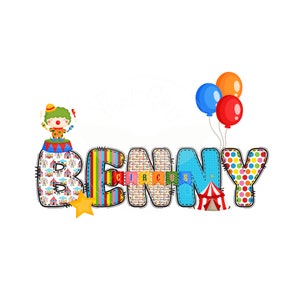 Nome de Circo Personalizado PNG para Sublimação | Diversão no Circo | Palhaços Malabaristas | Banners Coloridos | Camisetas Infantis Personalizadas | E-mail TAT Rápido