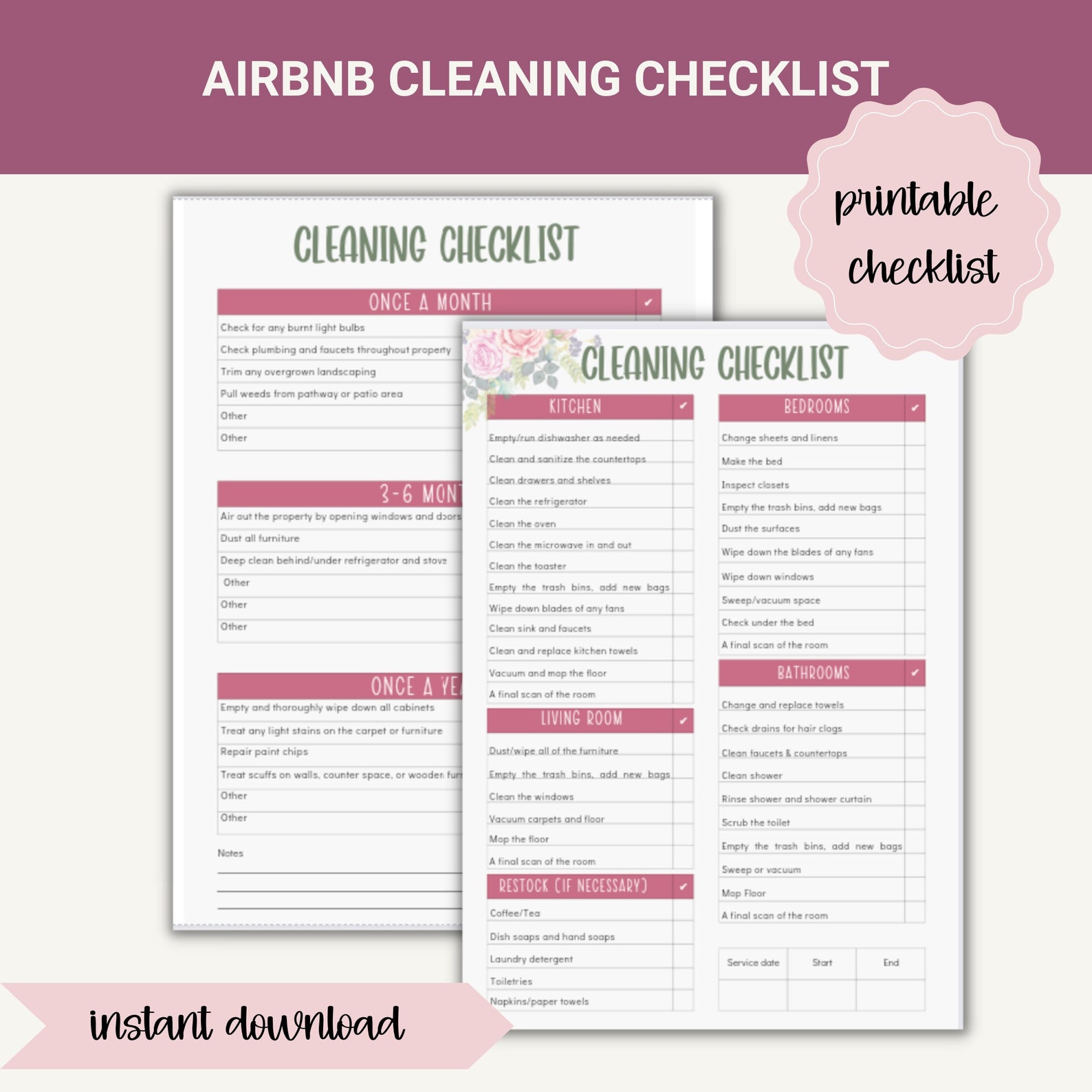 Airbnb Cleaning Checklist Cleaning Checklist Airbnb Host Etsy