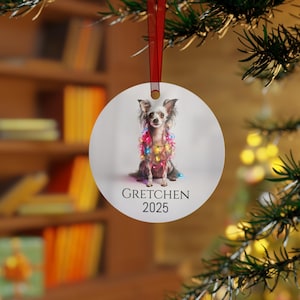 Chinese kuif cadeau-idee, Chinese kuif kerstornament, aangepaste hond ornament, Chinese kuif cadeau idee, Chinese kuif begaafd,