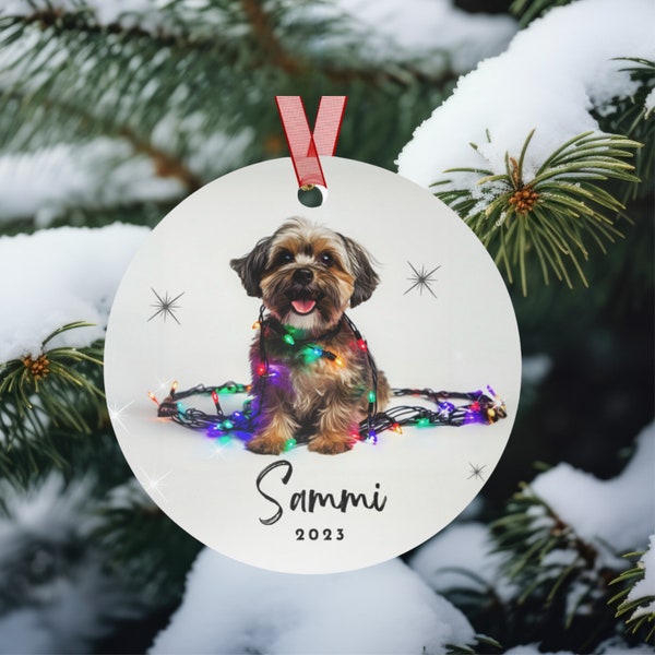 Idée cadeau Shorkie, ornement personnalisé pour chien, idée cadeau pour les amateurs de Shorkie, ornements pour amoureux des chiens, ornement nom de chien, ornement chien personnalisé, cadeau chien