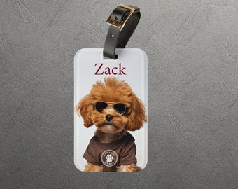 Cavapoo Luggage Tag | Cavapoo Lover Travel Gift | Dog Mom Travel Accessory | Personalized Pet Bag Tag