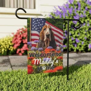 Bassett Hound flag, Spring Bassett Hound Garden Flag, Summer Dog Flag, Winter Bassett Hound Christmas Gift, Seasonal Custom Bassett Hound