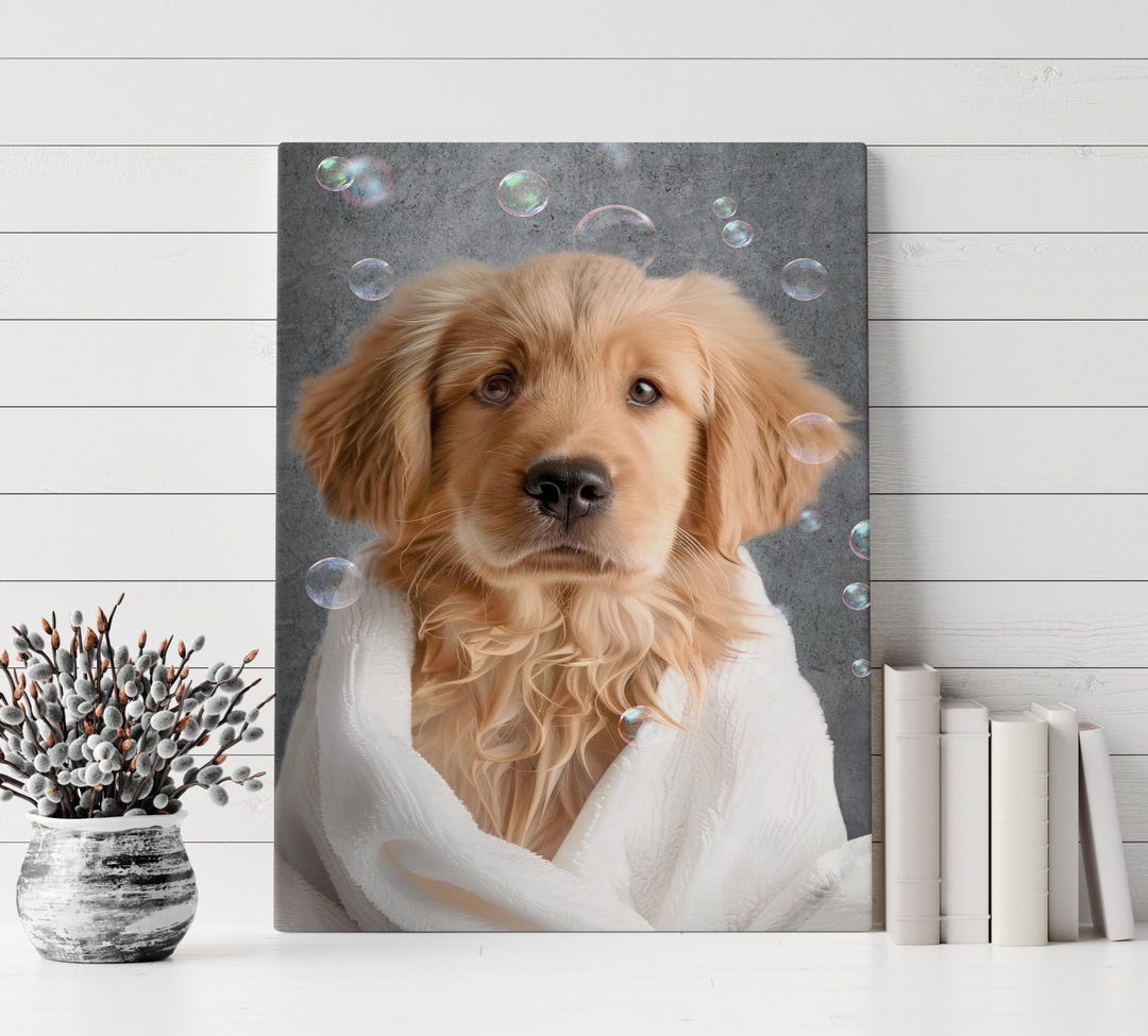 Golden Retriever Spa Bathroom Decor, Pet Lover Gift, Golden