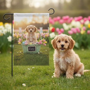 Custom Pet Portrait Garden Flag | Personalized Dog Photo Outdoor Banner | Pet Lover Gift | Yard Decor