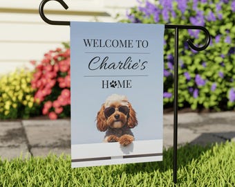Cavapoo Gartenfahne | Benutzerdefinierte Hundename Outdoor Banner | Personalisiertes Cavapoo Liebhaber Geschenk | Hof Dekor | Haus Fahne