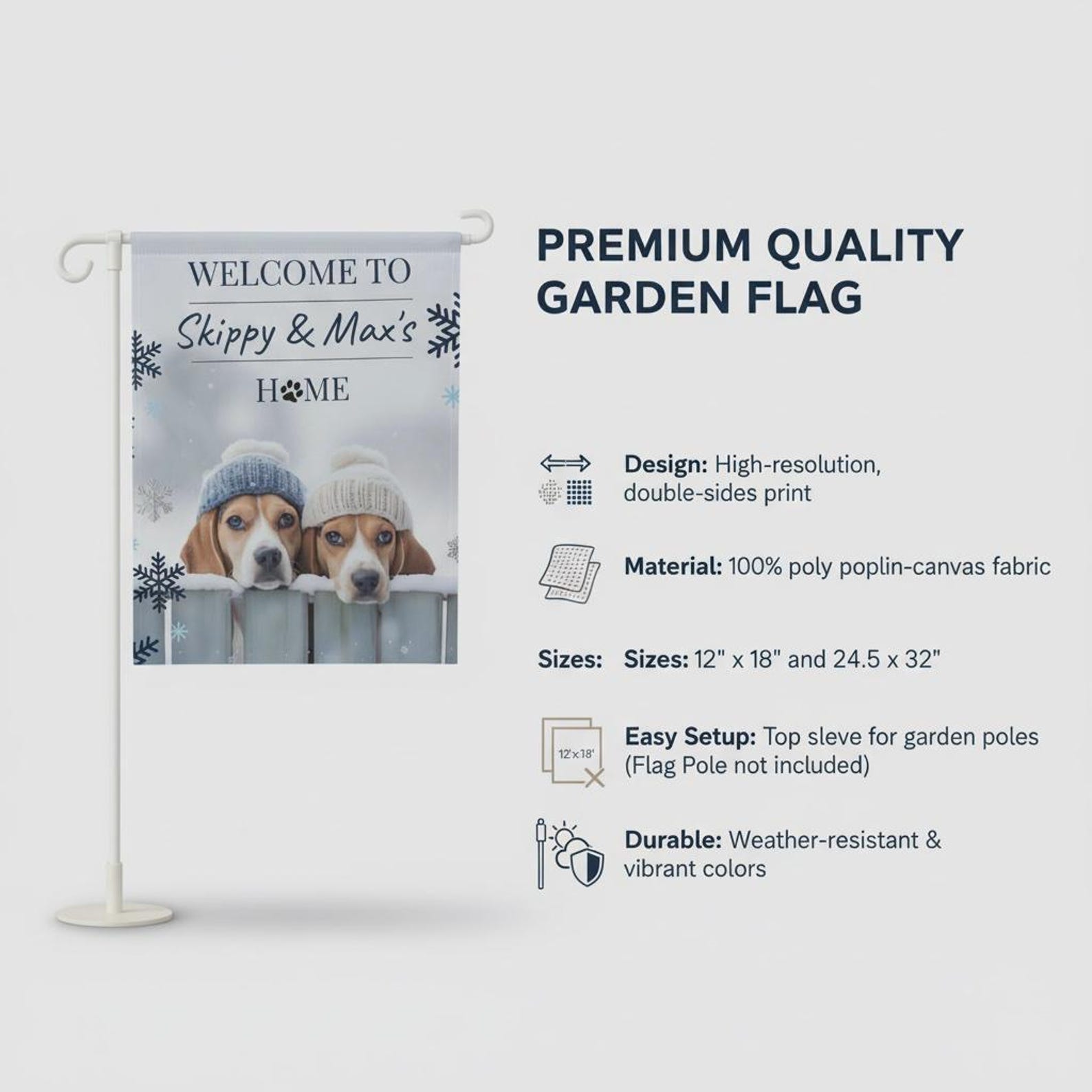 Two Beagles Garden Flag, Summer Beagle Lover Gift, Spring Outdoor Flag ...