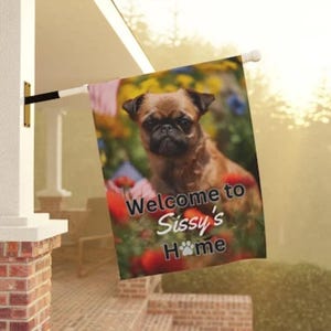 Brüsseler Griffon Liebhaber Geschenk, Brüsseler Griffon Garten Flagge | Outdoor Hundefahne | Brüsseler Griffon Weihnachtsgeschenk, kundenspezifisches Brüsseler Griffon Geschenk