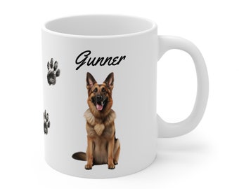 German Shepherd Personalized Mug, Mug Fun, Dog Coffee Mug, Pet Owner Coffee Mug, Custom Dog Mug, Coffee Mug Gift, Ceramic Mug