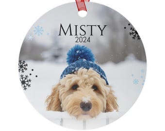 Décoration de Noël Goldendoodle | prénom personnalisé pour chien | Cadeau pour maman Goldendoodle | Décoration de Noël pour amoureux des chiens, griffonnage