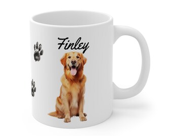 Golden Retriever Personalized Mug, Mug Fun, Dog Coffee Mug, Pet Owner Coffee Mug, Custom Dog Mug, Coffee Mug Gift, Ceramic Mug