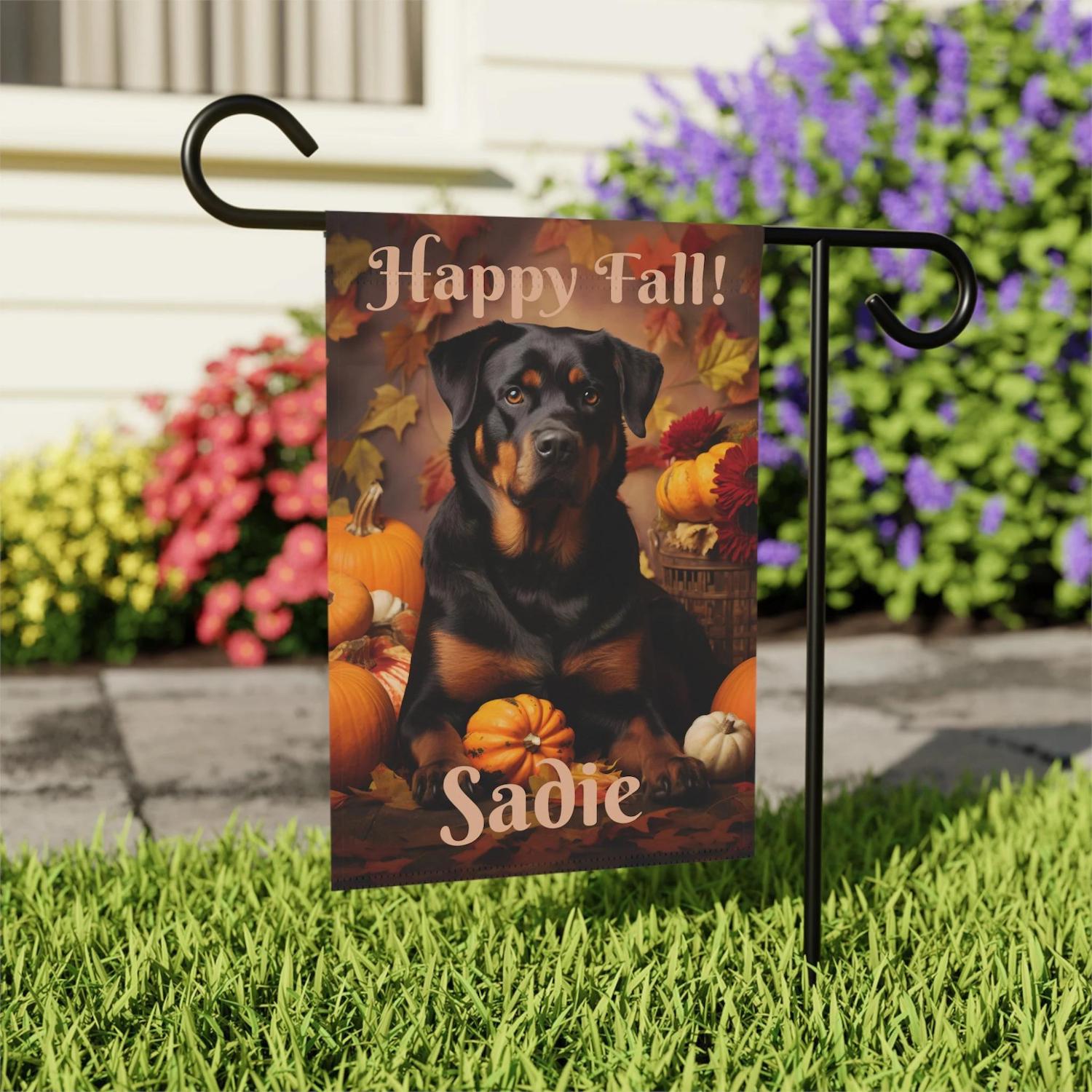 Rottweiler Fall Flag, Rottweiler Flag, Personalized Fall Rottweiler ...