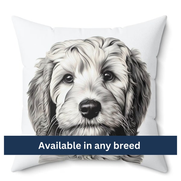 Personalized Goldendoodle Throw Pillow, Custom Pet Pillow, Unique Home Decor for Dog Lovers |  Personalized Pet-inspired Indoor Accent