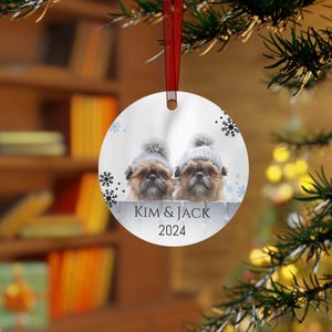 Twee Brussels Griffon gepersonaliseerd kerstornament, aangepast ornament, hondennaamornament, hondenliefhebber cadeau, Brussel Griffon cadeau-idee Brussel