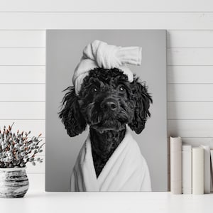 Whimsical Black Goldendoodle Bathroom Decor, Pet Lover Gift, Goldendoodle Mom Giftful, Unique Dog Artwork, Home Decor