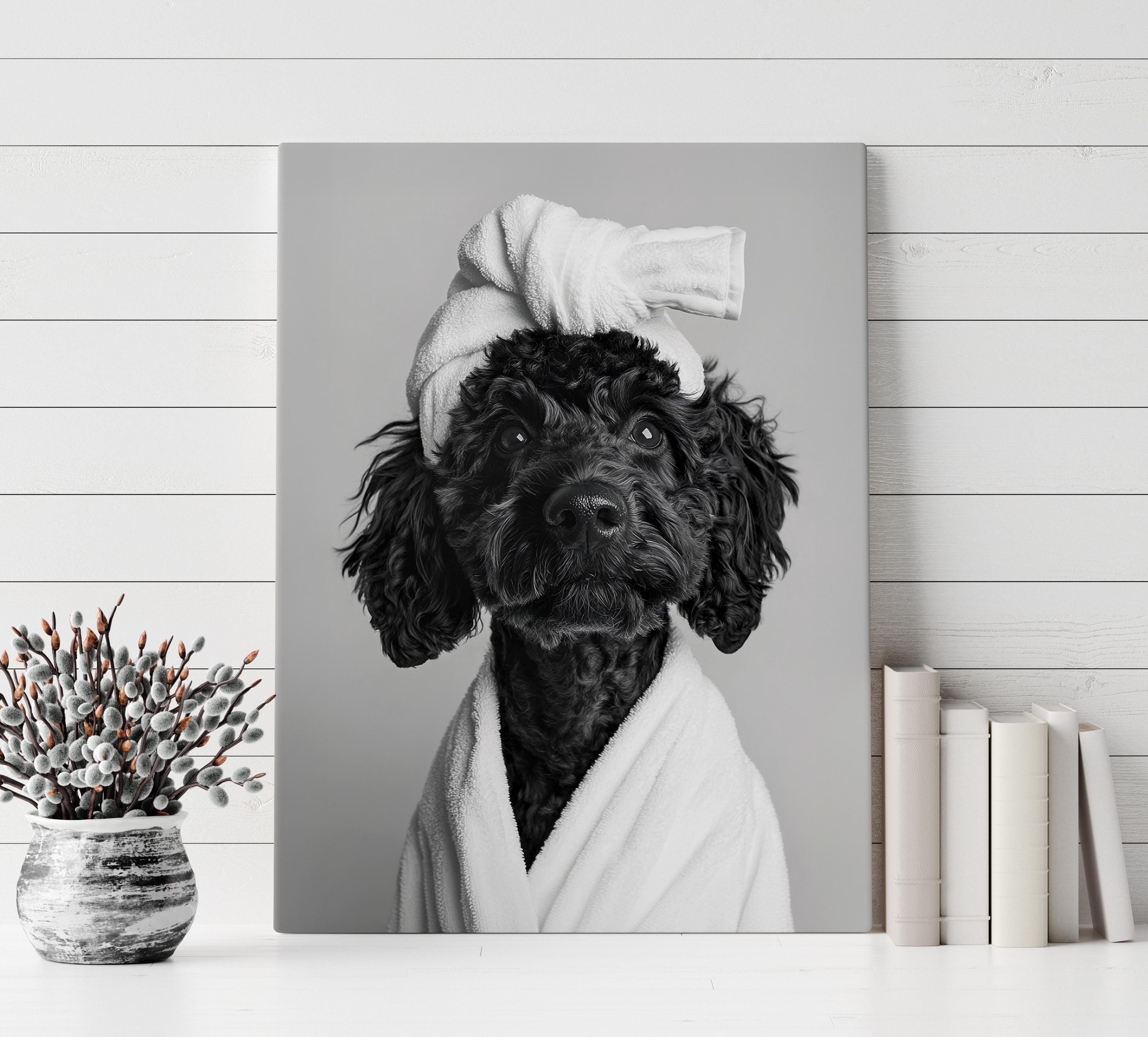 Whimsical Black Goldendoodle Bathroom Decor, Pet Lover Gift, Goldendoodle Mom Giftful, Unique Dog Artwork, Home Decor