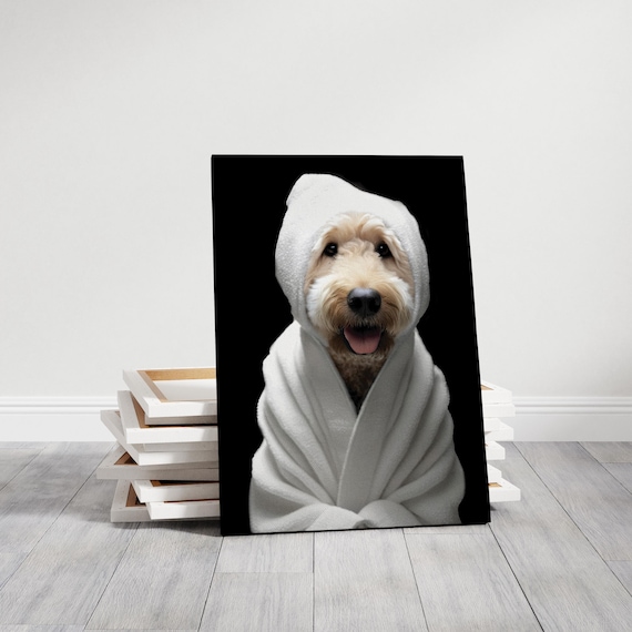 Golden Doodle Bathroom Canvas Art, Dog Lover Gift, Eco-friendly