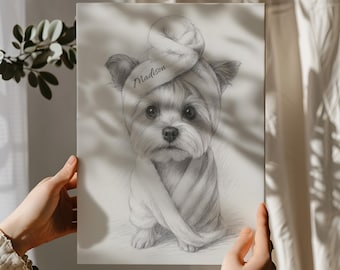 Canvastavla för badrum i canvas | Rolig Yorkshire terrier-tryck | Hundälskare-present | Yorkshire terrier-mamma-heminredning