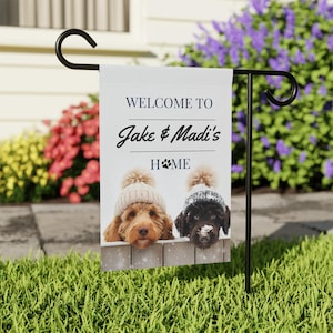 Doodle Lovers Gift,  Golden Doodle Garden Flag |  Outdoor Dog Flag |  Goldendoodle Christmas Gifts, Custom Personalized Goldendoodle Gifts