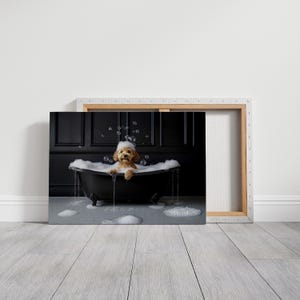 Goldendoodle Wall Art • Funny Dog Bathroom Decor • Golden Doodle in Bubble Bath Print • Cute Dog Lover Gift