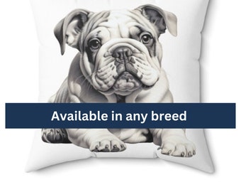 Personalized Bulldog Throw Pillow, Custom Pet Pillow, Home Decor for Dog Lovers, Personalized Pet-inspired Pillow, Bulldog Lovers gift