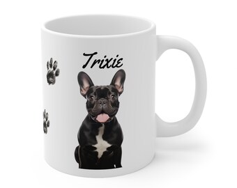 Taza personalizada de Bulldog Francés, taza divertida, taza de café para perros, taza de café para dueño de mascota, taza de perro personalizada, regalo de taza de café, taza de cerámica