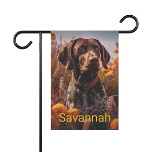 German Shorthaired Pointer Garden Flag | Personalized Dog Outdoor Banner | GSP Lover Gift | Yard Decor