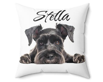 Miniature Schnauzer Personalized Dog Pillow, Custom Pet Pillow, Customizable Pet Decor - Unique Dog Lover Gift