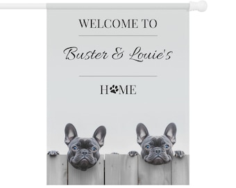 Bandeira de jardim personalizada com foto de Bulldog Francês | Banner externo personalizado com foto de Bulldog Francês | Presente para amantes de cães | Decoração de jardim