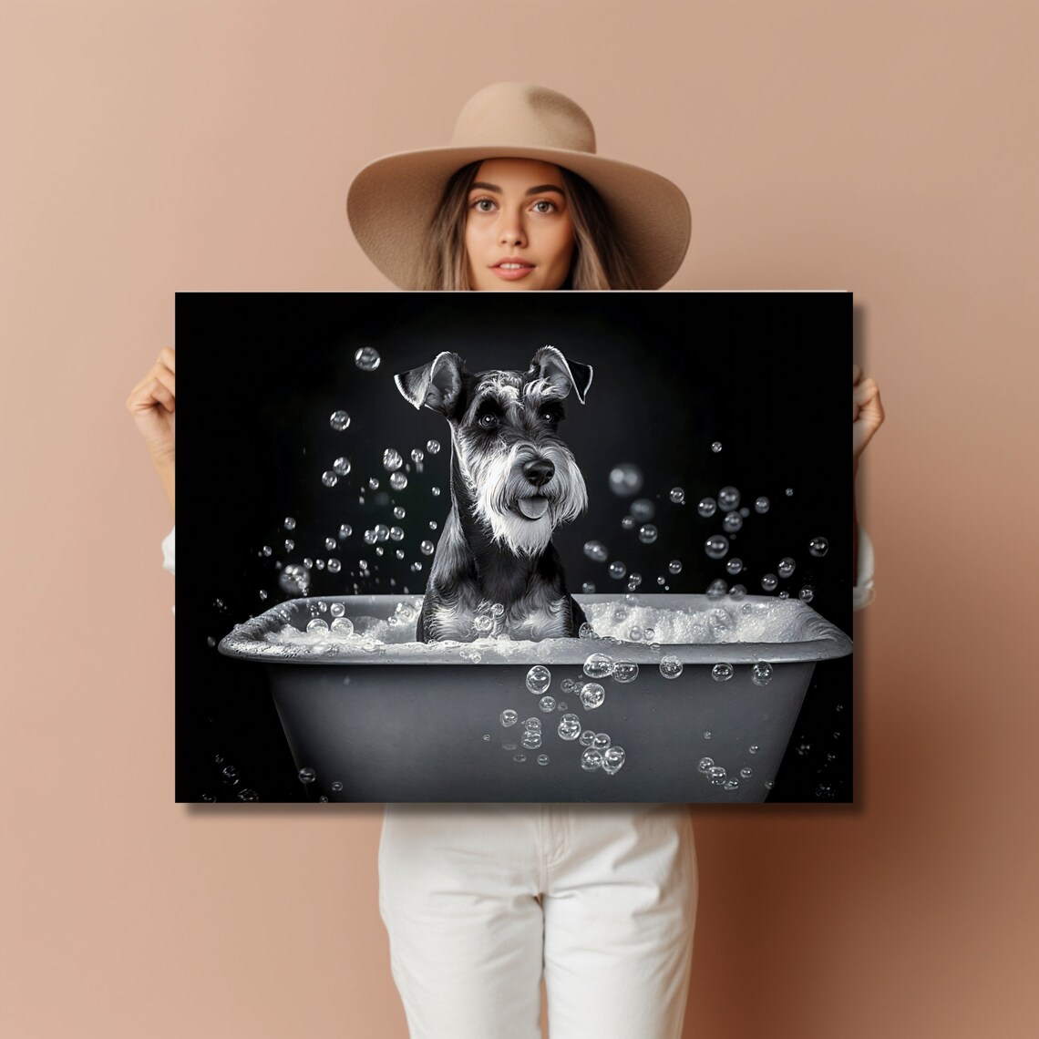 Miniature Schnauzer Bathtub Downloadable Art | Funny Dog Digital Print ...