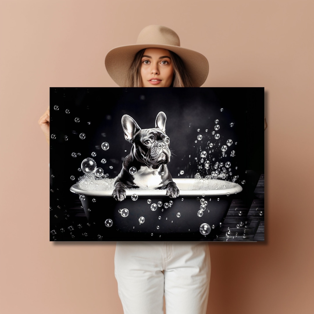 French Bulldog Poster Dog Bathroom Wall Art Frenchie Bathroom Decor