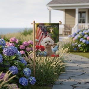 Seasonal Bichon Frise Personalized Flag, Spring Bichon Frise Flag, Bichon Frise Fall Flag,  Summer Decor, Winter Bichon Frise Porch flag
