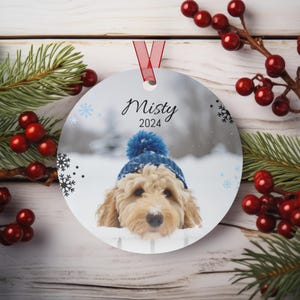 Adorno navideño de Goldendoodle, adorno de perro personalizado, adorno con nombre de perro, adorno de Goldendoodle, adornos para amantes de los perros