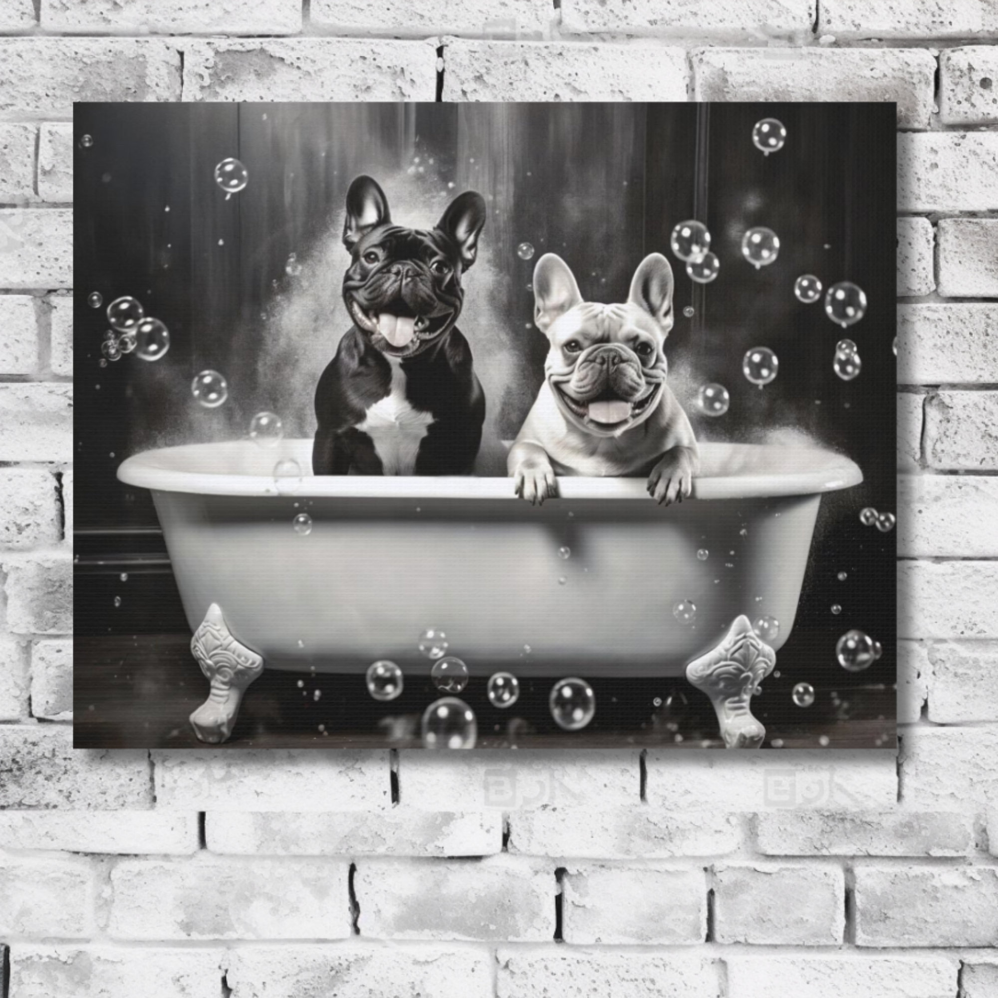 Frenchie in sale bathtub