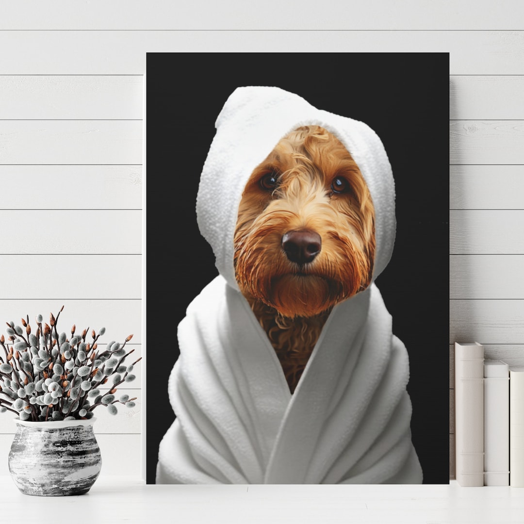 Goldendoodle Bathrom Art, Doodle Dog Bathtub Art, Dog Bath Art