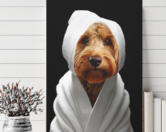 Goldendoodle Bathrom Art, Doodle Dog Bathtub art, dog bath art, Golden Doodle Wall Art