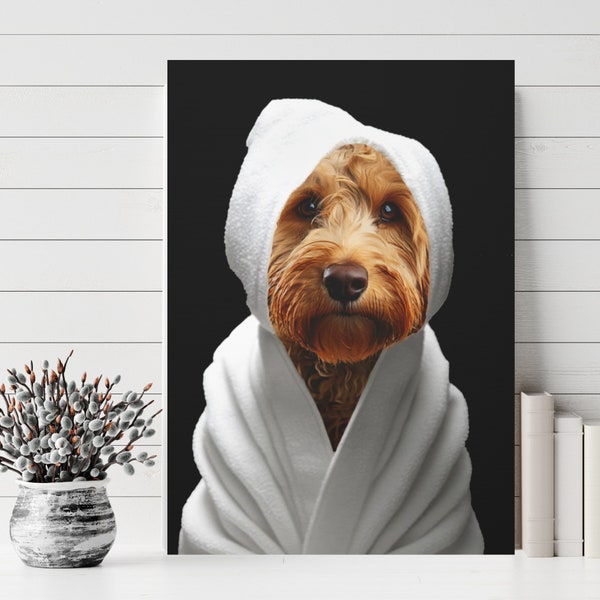 Goldendoodle Bathrom Art, Doodle Dog Bathtub art, dog bath art, Golden Doodle Wall Art