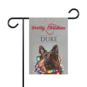 German Shepherd Personalized Christmas Garden Flag, Outdoor Dog Flag, German Shepherd Gifted, German Shepherd Lovers Gifts