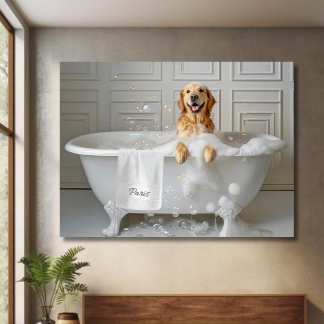 Golden Retriever Bathtub Art, Golden Retriever Giftful, Retriever
