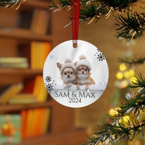 Two Chihuahua's Personalized Christmas Ornament, Custom Ornament,  Dog Lover Gift, Chihuahua Gift Idea, Chihuahua Mom Gift, Chihuahua Lover
