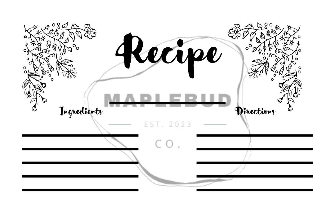 Wild Flowers Recipe Card Etsy