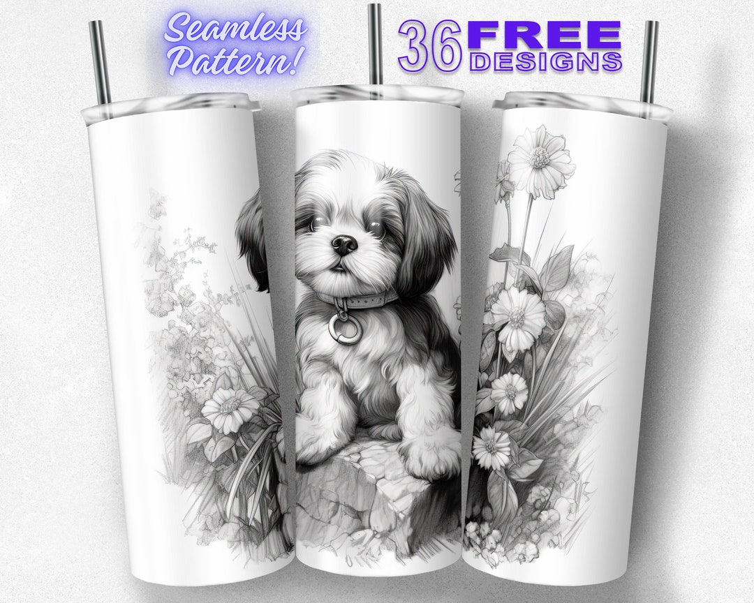 Shih Tzu Puppy 20oz Straight and Tapered Tumbler Wrap Sublimation ...