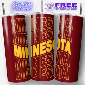 Minnesota Football Sports 20oz rechte en taps toelopende beker wrap naadloos sublimatieontwerp, directe digitale download, png