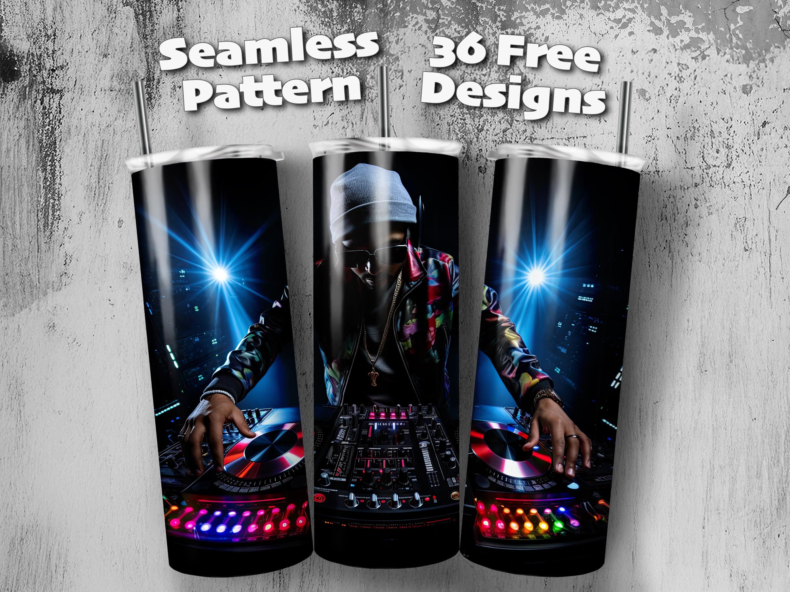 DJ Mixer Music 20oz Straight and Tapered Tumbler Wrap Sublimation Seamless Design, Instant Digital Download PNG